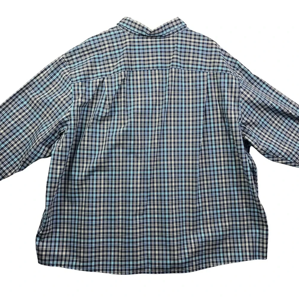 Oak Hill Button Front Shirt Mens 4XL Blue Plaid Cool Dry Long Sleeve